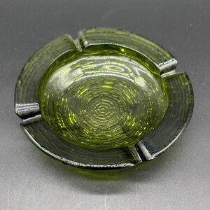 Vintage Anchor Hocking Soreno Avocado Olive Green Glass Ashtray Nesting 6 1/4"